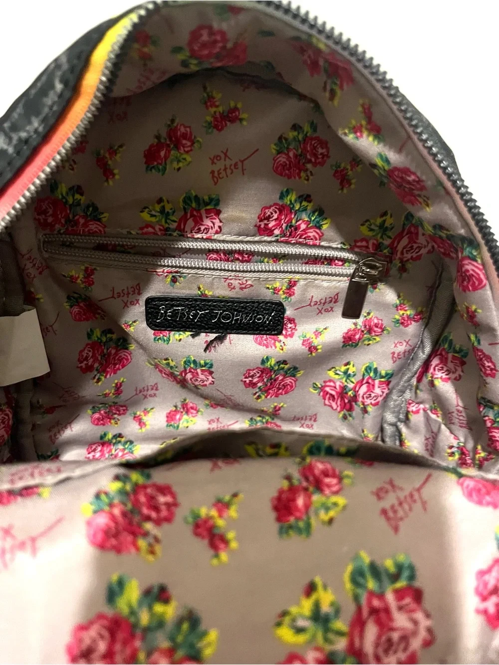 Betsey Johnson nylon Black Mini Heart Print Backpack
